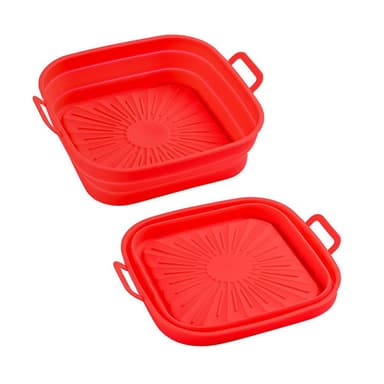 Taitettava neliö Air Fryer silikonimuotti 17,5 cm Punainen