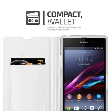 Sony Xperia Z1 Suojakuori Lompakkokotelo (Hopea)