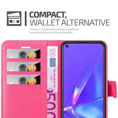 Oppo A72 Suojakuori Lompakkokotelo (Vaaleanpunainen)