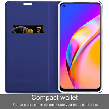 Oppo A94 5G Suojakuori Lompakkokotelo (Sininen)
