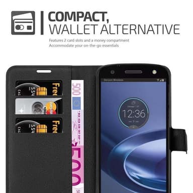 Motorola MOTO Z FORCE Suojakuori Lompakkokotelo (Musta)