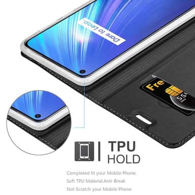 Realme 6 4G / 6s Suojakuori Lompakkokotelo (Musta)