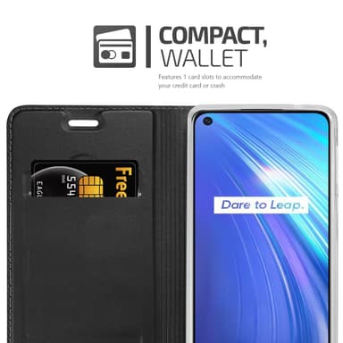 Realme 6 4G / 6s Suojakuori Lompakkokotelo (Musta)