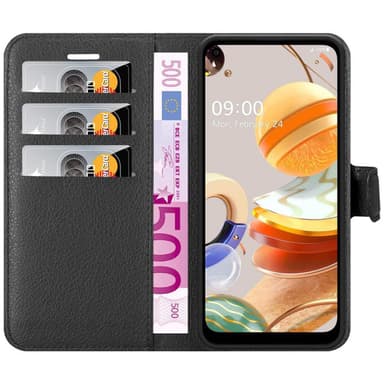 LG K61 Suojakuori Lompakkokotelo (Musta)