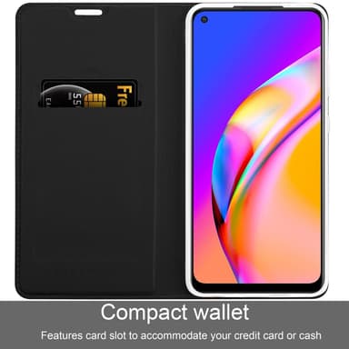Oppo A94 5G Suojakuori Lompakkokotelo (Musta)