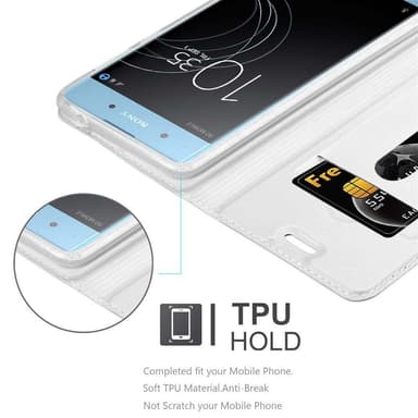 Sony Xperia XA1 PLUS Suojakuori Lompakkokotelo (Hopea)