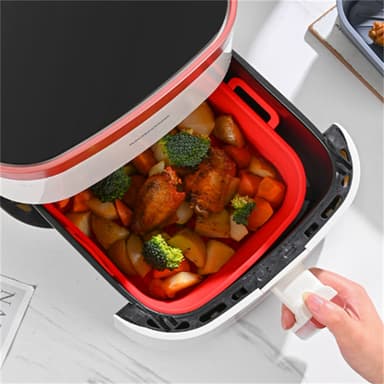 Taitettava neliö Air Fryer silikonimuotti 17,5 cm Punainen