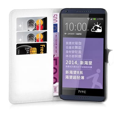HTC Desire 816 Suojakuori Lompakkokotelo (Valkoinen)