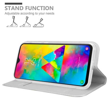 Samsung Galaxy M20 Suojakuori Lompakkokotelo (Hopea)