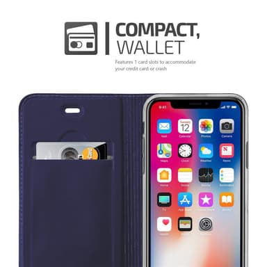 iPhone X / XS Suojakuori Lompakkokotelo (Sininen)