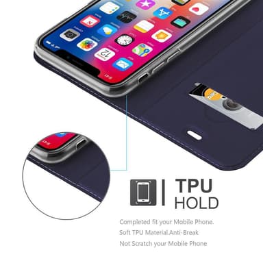 iPhone X / XS Suojakuori Lompakkokotelo (Sininen)