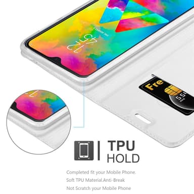 Samsung Galaxy M20 Suojakuori Lompakkokotelo (Hopea)
