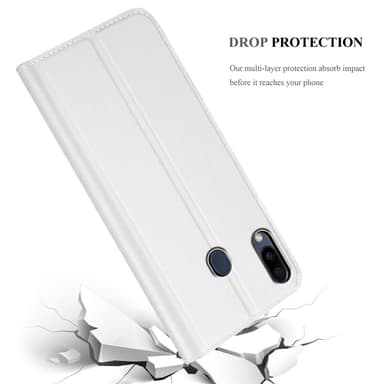 Samsung Galaxy M20 Suojakuori Lompakkokotelo (Hopea)