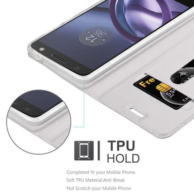 Motorola MOTO Z PLAY Suojakuori Lompakkokotelo (Hopea)