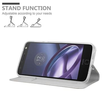 Motorola MOTO Z PLAY Suojakuori Lompakkokotelo (Hopea)