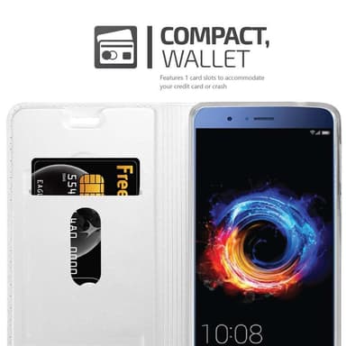 Honor 8 PRO Suojakuori Lompakkokotelo (Hopea)