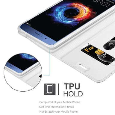 Honor 8 PRO Suojakuori Lompakkokotelo (Hopea)