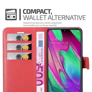 Samsung Galaxy A40 Suojakuori Lompakkokotelo (Punainen)
