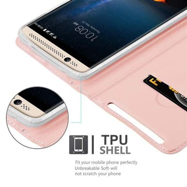 ZTE Axon 7 Suojakuori Lompakkokotelo (Vaaleanpunainen)