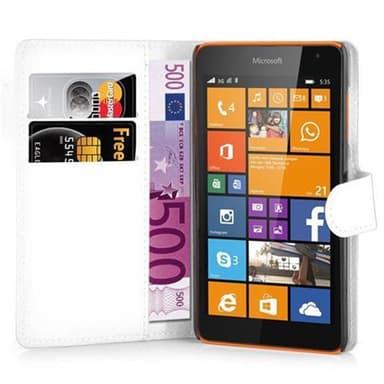 Nokia Lumia 535 Suojakuori Lompakkokotelo (Valkoinen)