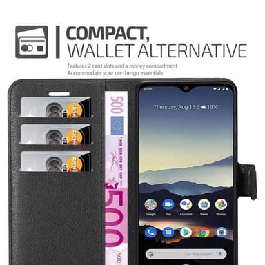 Nokia 7.2 Suojakuori Lompakkokotelo (Musta)