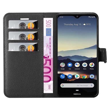 Nokia 7.2 Suojakuori Lompakkokotelo (Musta)