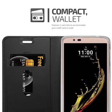LG K10 2016 Suojakuori Lompakkokotelo (Musta)
