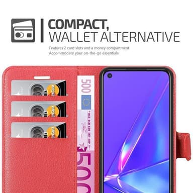 Oppo A72 Suojakuori Lompakkokotelo (Punainen)