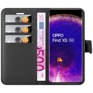 Oppo FIND X5 Suojakuori Lompakkokotelo (Musta)