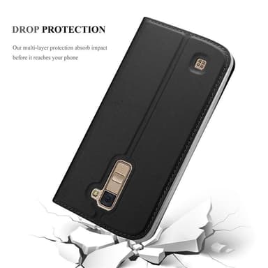 LG K10 2016 Suojakuori Lompakkokotelo (Musta)
