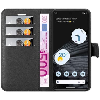 Google PIXEL 7 PRO Suojakuori Lompakkokotelo (Musta)