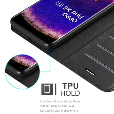 Oppo FIND X5 Suojakuori Lompakkokotelo (Musta)
