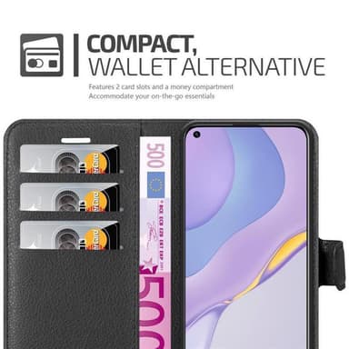 Huawei NOVA 7 5G Suojakuori Lompakkokotelo (Musta)