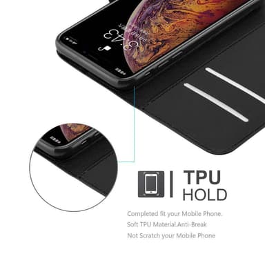 iPhone XS MAX Suojakuori Lompakkokotelo (Musta)