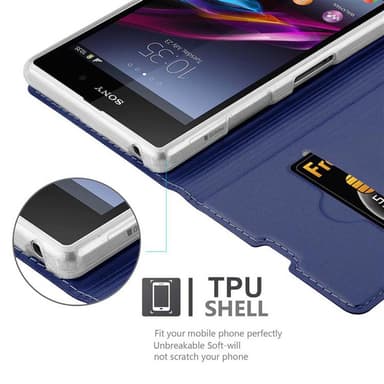 Sony Xperia Z1 Suojakuori Lompakkokotelo (Sininen)