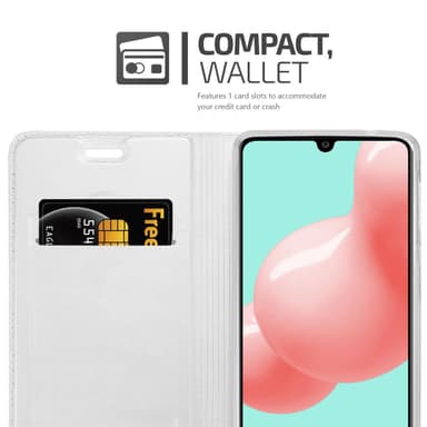 Samsung Galaxy A41 Suojakuori Lompakkokotelo (Hopea)