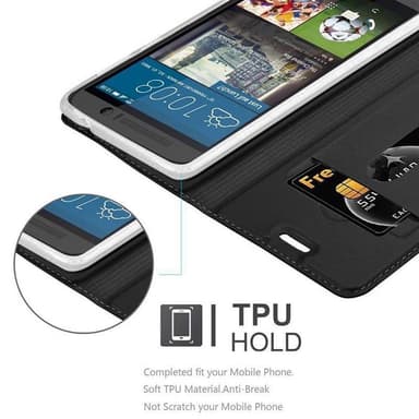 HTC ONE M9 Suojakuori Lompakkokotelo (Musta)