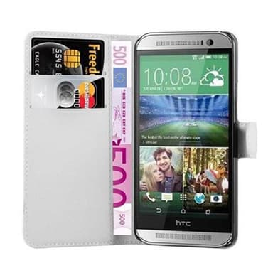 HTC ONE M8 MINI Suojakuori Lompakkokotelo (Valkoinen)