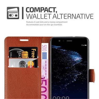 Huawei P10 LITE Suojakuori Lompakkokotelo (Ruskea)