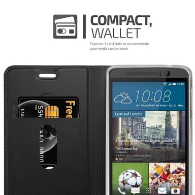 HTC ONE M9 Suojakuori Lompakkokotelo (Musta)