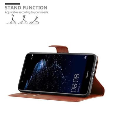 Huawei P10 LITE Suojakuori Lompakkokotelo (Ruskea)