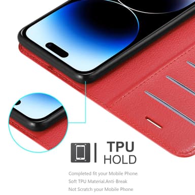 iPhone 14 PRO Suojakuori Lompakkokotelo (Punainen)
