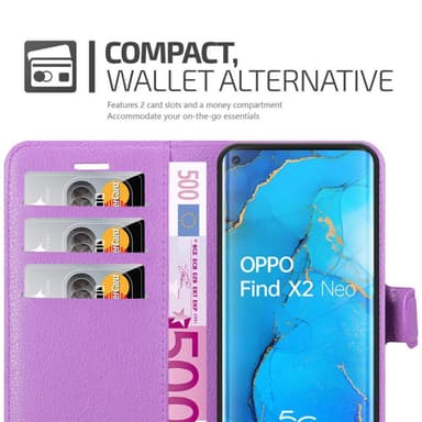 Oppo FIND X2 NEO Suojakuori Lompakkokotelo (Violetti)