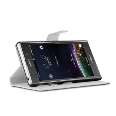 Sony Xperia Z1 Suojakuori Lompakkokotelo (Valkoinen)