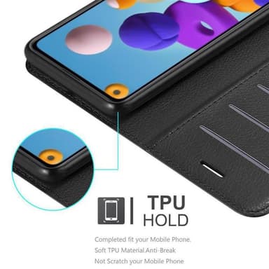 Samsung Galaxy A21 Suojakuori Lompakkokotelo (Musta)