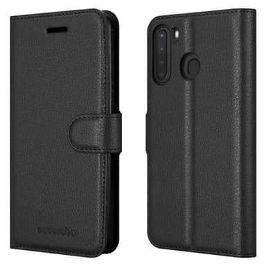 Samsung Galaxy A21 Suojakuori Lompakkokotelo (Musta)