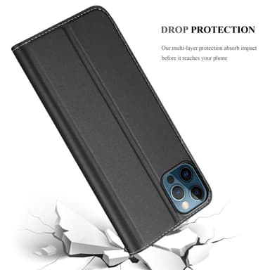 iPhone 12 PRO MAX Suojakuori Lompakkokotelo (Musta)