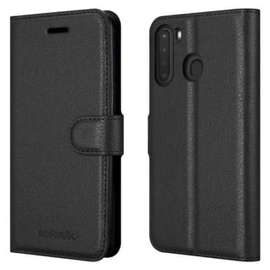 Samsung Galaxy A21 Suojakuori Lompakkokotelo (Musta)