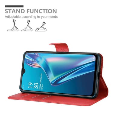 Oppo A12 Suojakuori Lompakkokotelo (Punainen)