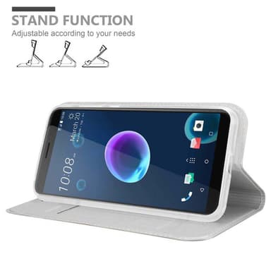 HTC Desire 12 Suojakuori Lompakkokotelo (Hopea)